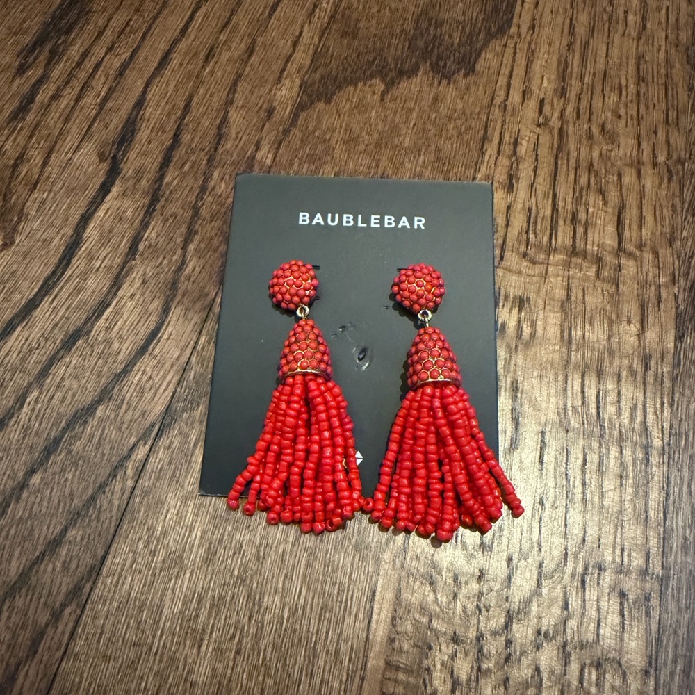 BaubleBar Vibrant Red Tassel Earrings